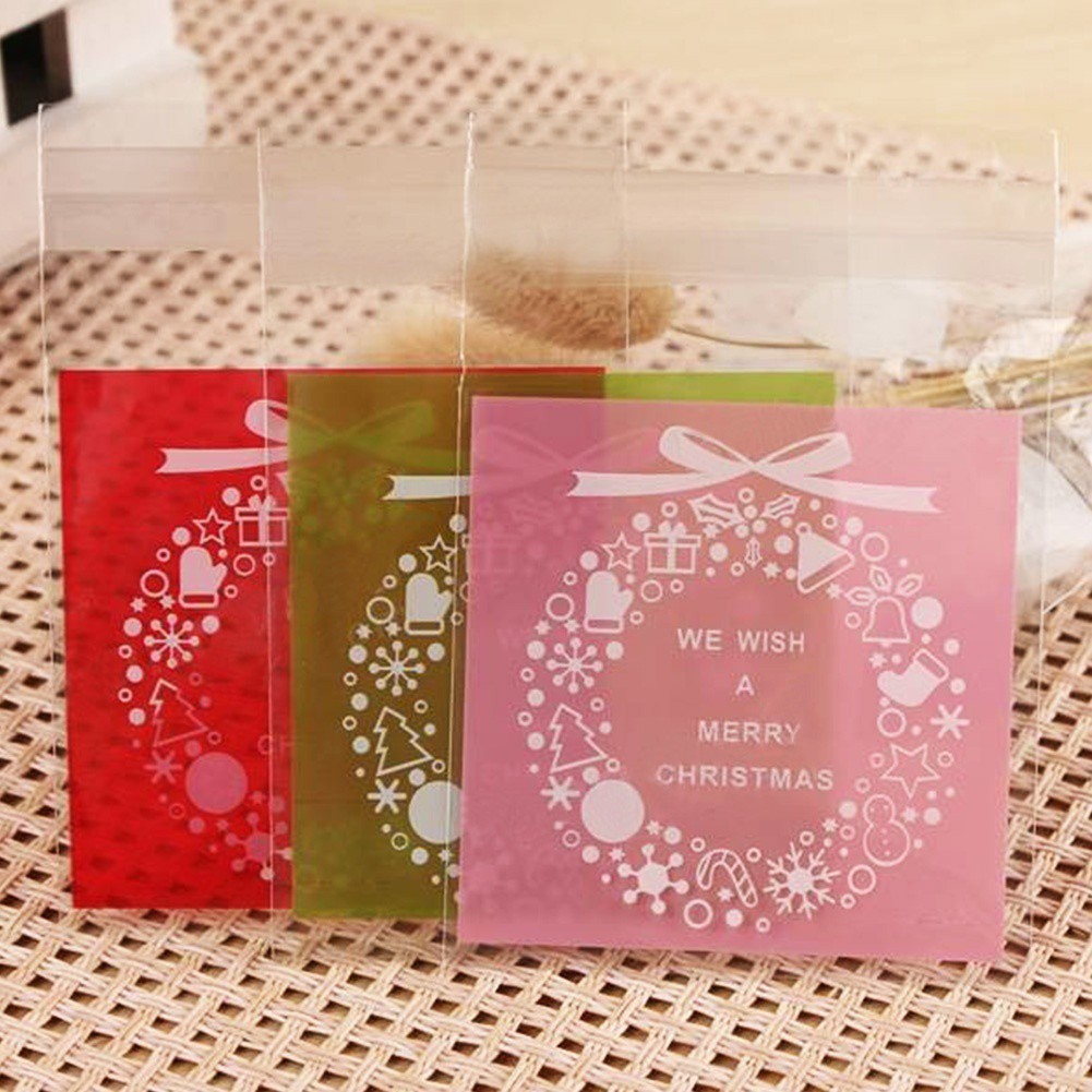 Self Adhesive Christmas Cookie Candy Packaging Bags Fit For Gifts