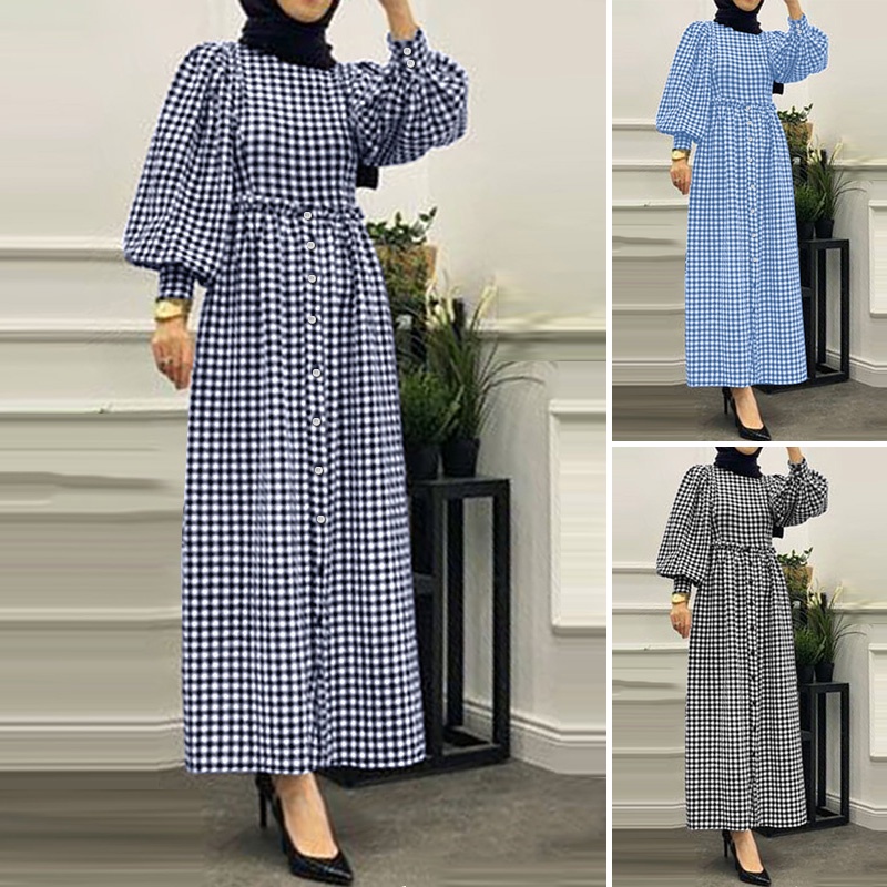 Đầm Maxi Zanzea dài tay in họa tiết độc đáo phong cách Hồi Giáo Retro dành cho nữ