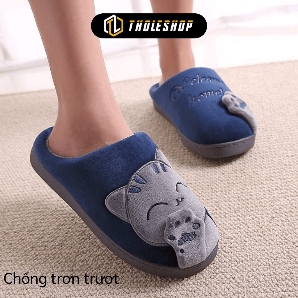 [SGD] Dép Bông Đi Trong Nhà - Dép Lông Bít Mũi Unisex Giữ Ấm Chân, Quai Hình Mèo Cute 7779