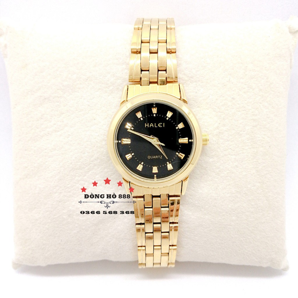 Đồng hồ nữ Halei mặt tròn dây kim loại vàng chống xước chống nước tuyệt đối mạ chống gỉ chống bay màu  HL502