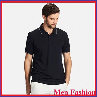 Áo thun viền cổ nam chất đẹp màu đen MẪU SALE