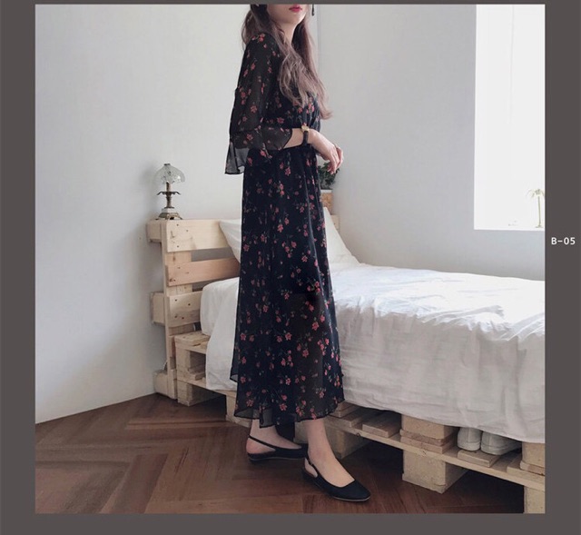 [Sẵn/ Hình thật] Váy maxi hoa nhí tay xoè công chúa M363 Đầm voan hoa tiểu thư Moran bánh bèo | BigBuy360 - bigbuy360.vn