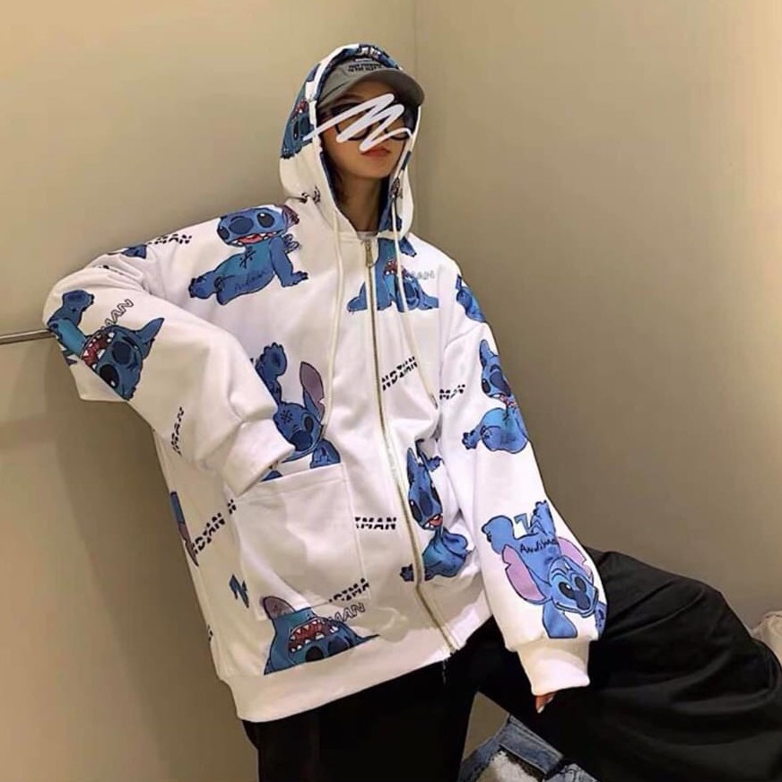 Áo khoác nỉ dáng rộng / Áo khoác oversize Stitch 3D xanh AK03 | BigBuy360 - bigbuy360.vn