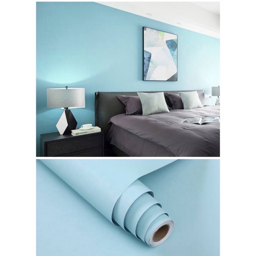 Decal 1m giấy dán tường màu thuần - mặt nhám có sẵn keo dán khổ 45cm