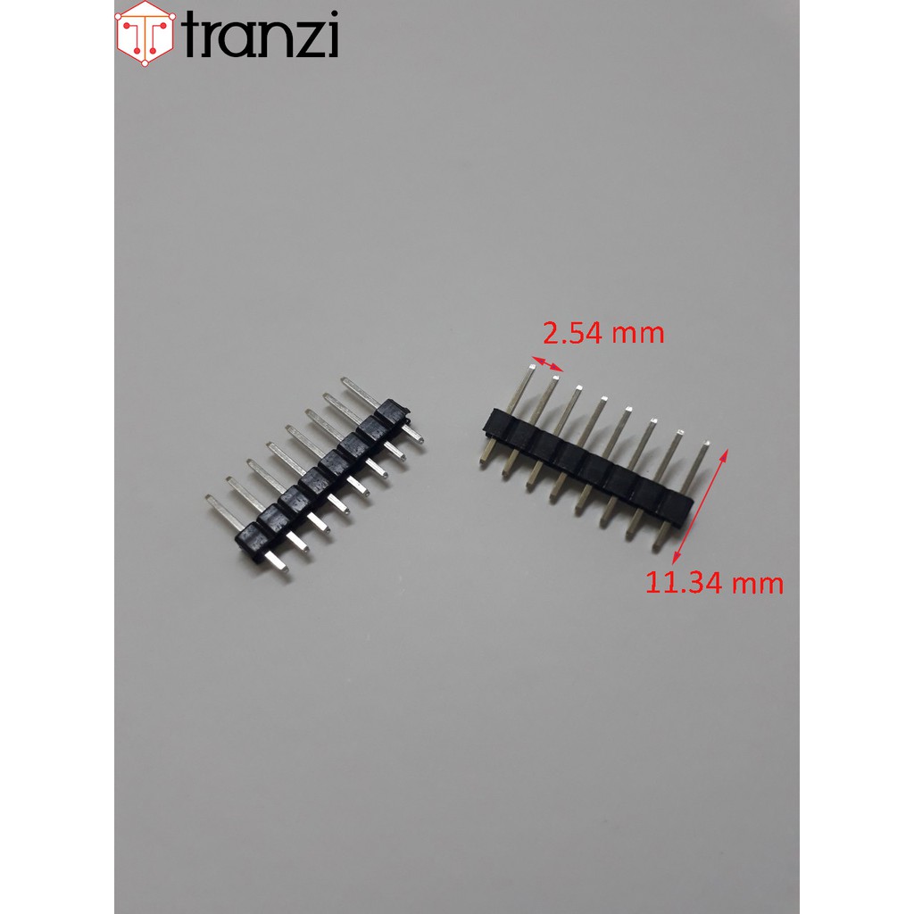 Giăm cắm 2.54mm đơn đực thẳng 8P 11.34mm đen - túi 25 cái