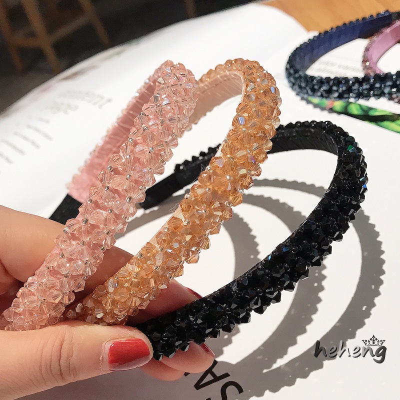 Băng Đô Cài Tóc Đính Hạt Pha Lê 4 Hàng 4 Hàng Thủ Công Ngọt Ngào Cho Nữ