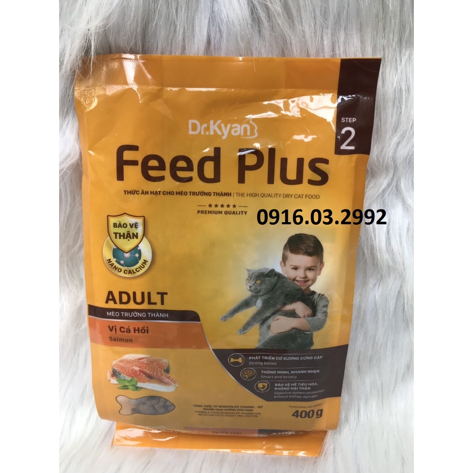 Thức ăn cho mèo Feed Plus 400g, Thức ăn hạt khô cho mèo bảo vệ thận