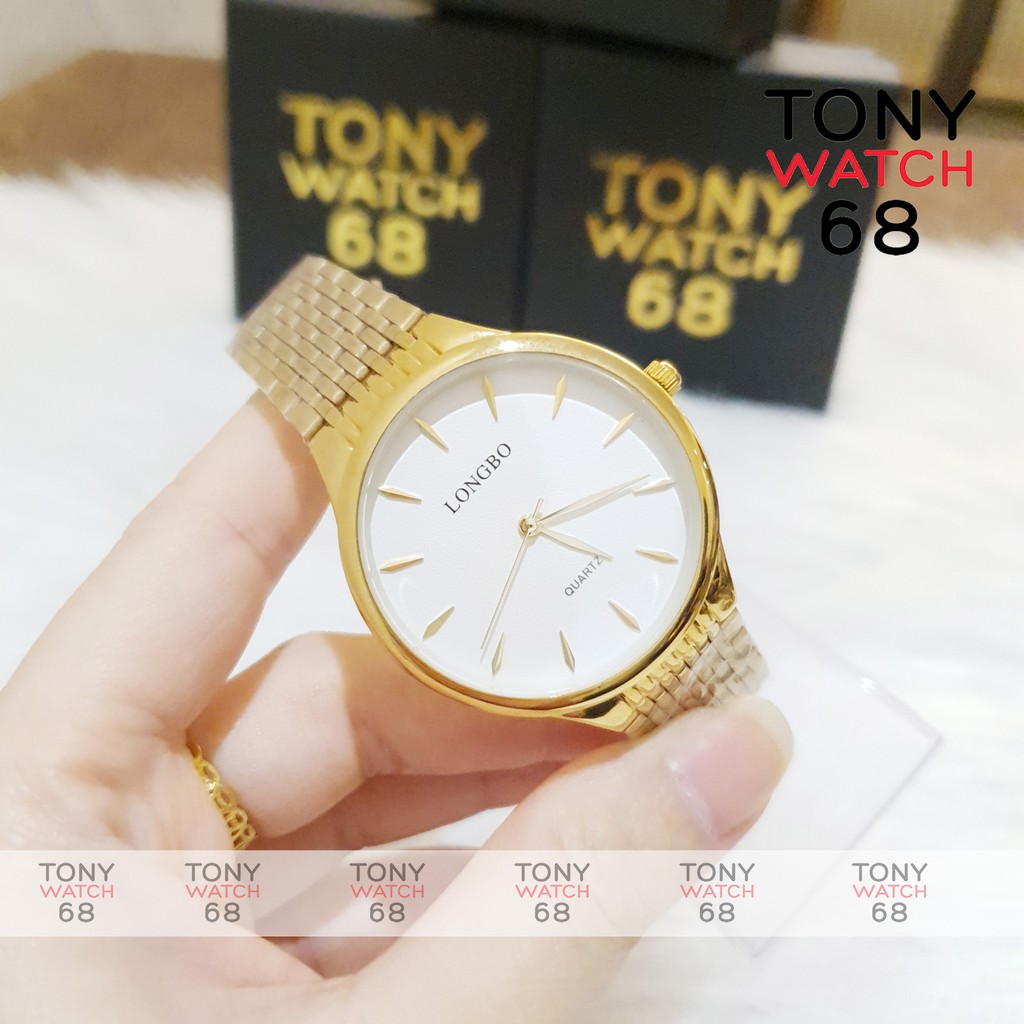 Đồng hồ nam Longbo dây thép vàng đúc đặc khóa thông minh di động chính hãng chống nước Tony Watch 68