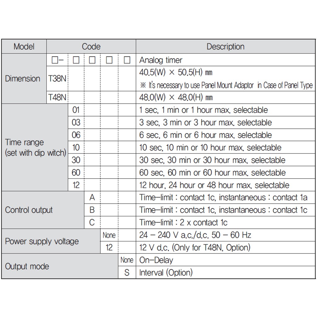 Timer giờ/phút/giây T48N Hanyoung