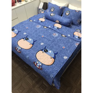 Bộ chăn ga gối chần bông cotton poly LIDACO set 4 món ga phủ fs TB