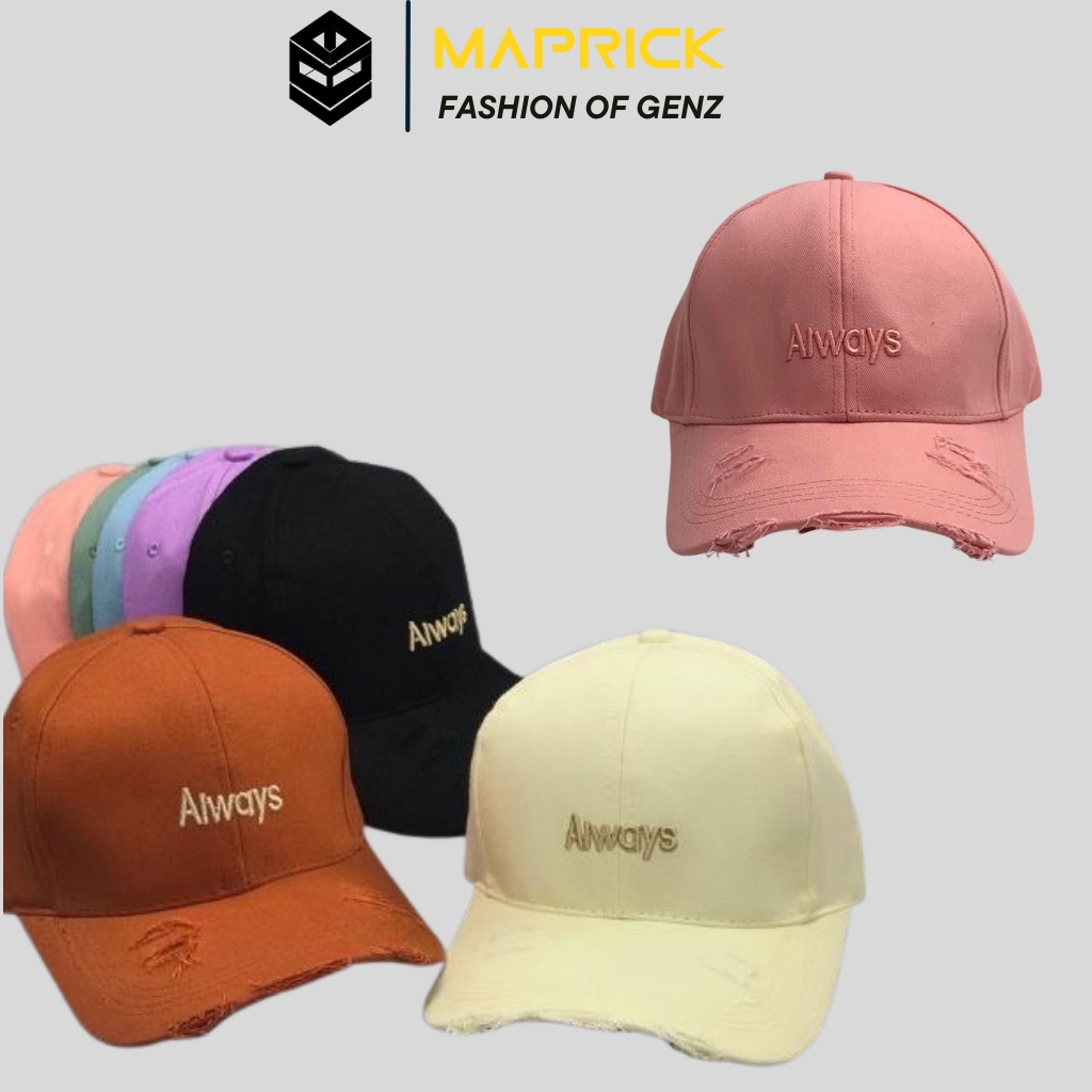 Mũ lưỡi trai ❤️ Nón kết thêu chữ Always kiểu rách tua rua chất kaki form unisex N30