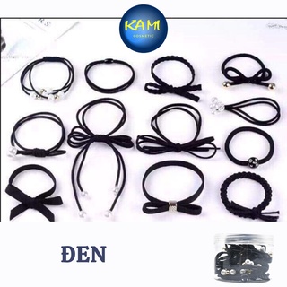 Combo Hộp 12 dây chun cột tóc, Chun Cột Tóc Mẹ Bé, Cột Tóc Bé, Dây Cài Tóc - KAMI