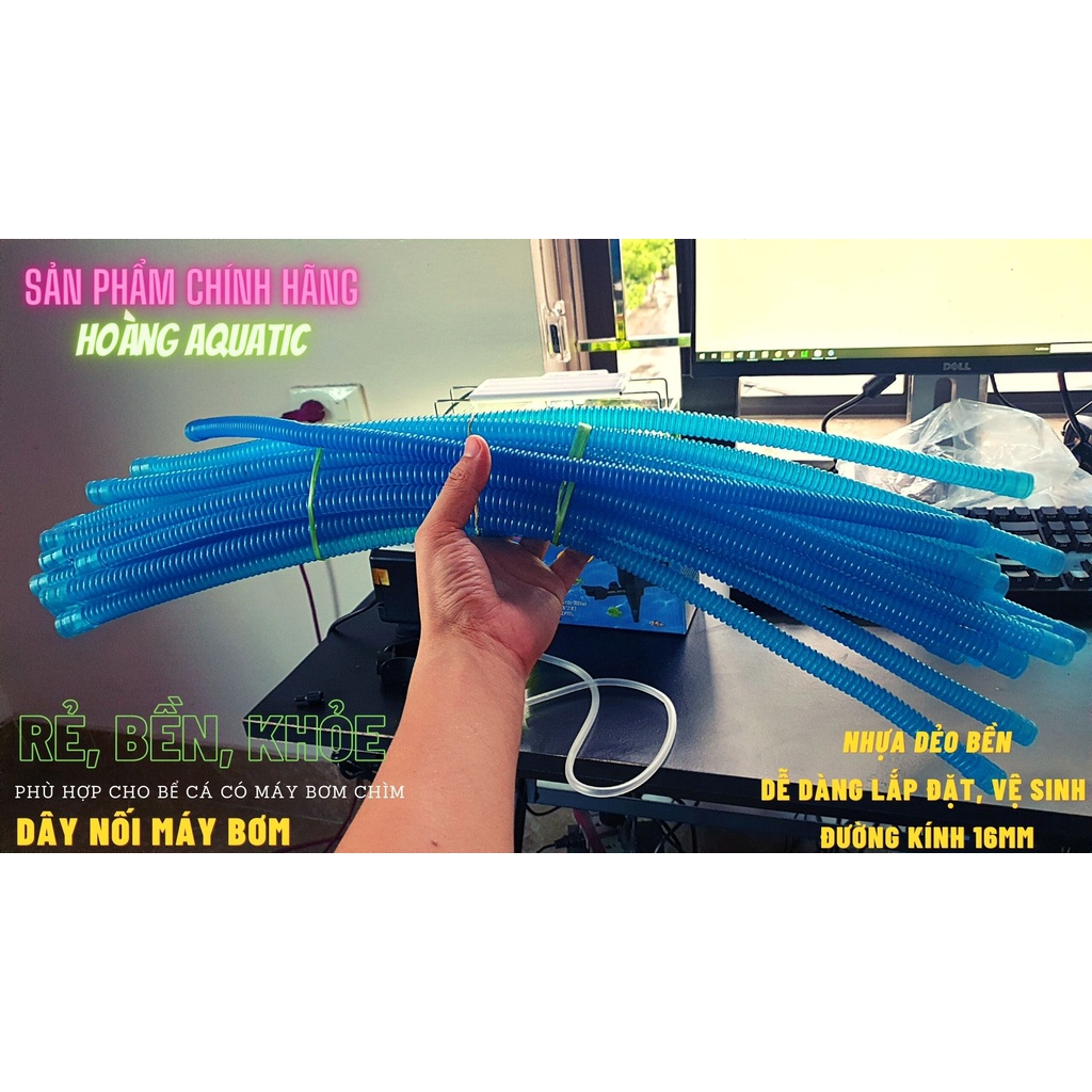 Ống Dây Xanh Nối Máy Bơm Chìm Hồ Cá - Ống Gân Xanh Nhựa Dẻo 85cm