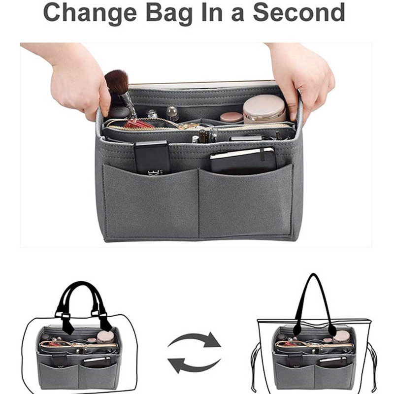 Túi Nỉ Đựng Ví Nhiều Ngăn Có Khóa Kéo Tiện Dụng