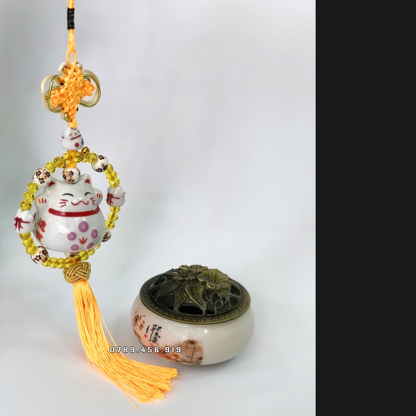 Dây Treo Mèo Thần Tài Để ô Tô Nhiều Màu 10X35Cm