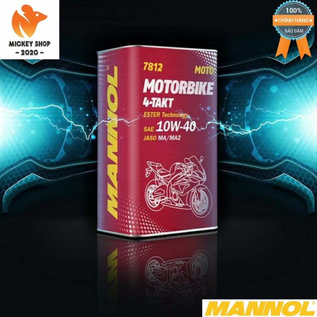Nhớt MANNOL 10W-40 SL 4-Takt Motorbike ESTER 7812 1L Hàng Đức Cao Cấp Chính Hãng dành cho xe PKL - Mickey2020shop