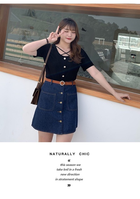 Áo thun gân cổ dây chéo đính 5 nút big size đại 65-100kg ( nâu, kem, tím, đen)z