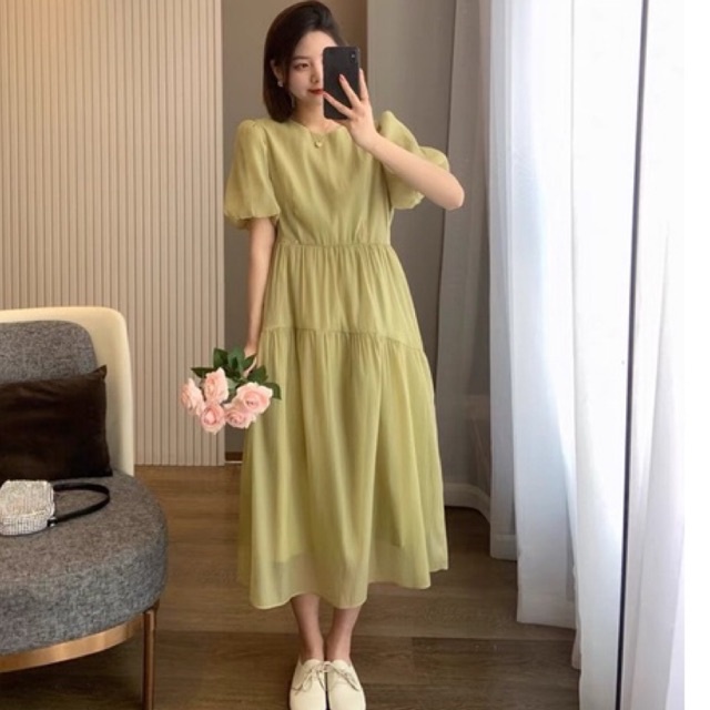[HÀNG CÓ SẴN] Váy / Đầm tay bồng babydoll đi biển, dạo phố phong cách Hàn Quốc - V006