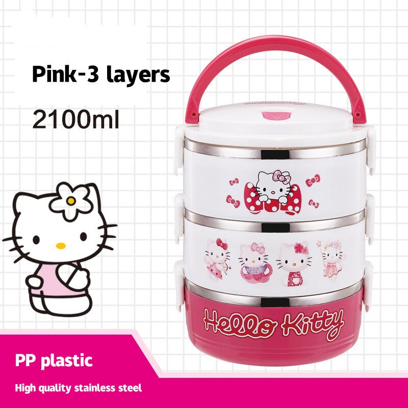 Hộp cơm Bằng Thép Không Gỉ Hình Hello Kitty Dễ Thương