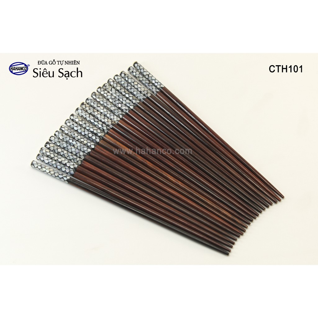 Đũa gỗ Trắc Việt Nam đầu cẩm xà cừ đẹp (10 đôi/hộp) CTH101 - Chopstick of HAHANCO