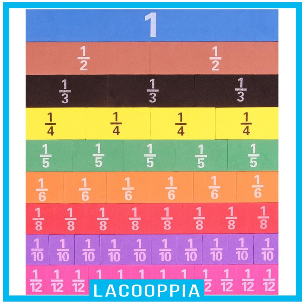 [LACOOPPIA] 51 Pieces Learning Resources Double-sided Magnetic Fraction Squares