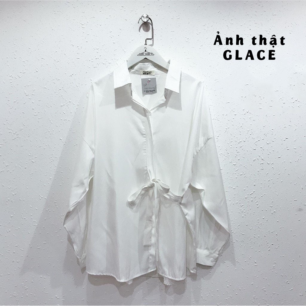 [Ảnh +Video thật] Áo sơ mi nữ kiểu⚡ FREESHIP ⚡Áo sơ mi nữ trơn buộc nơ hông, chất liệu voan lụa, kiểu Hàn Quốc