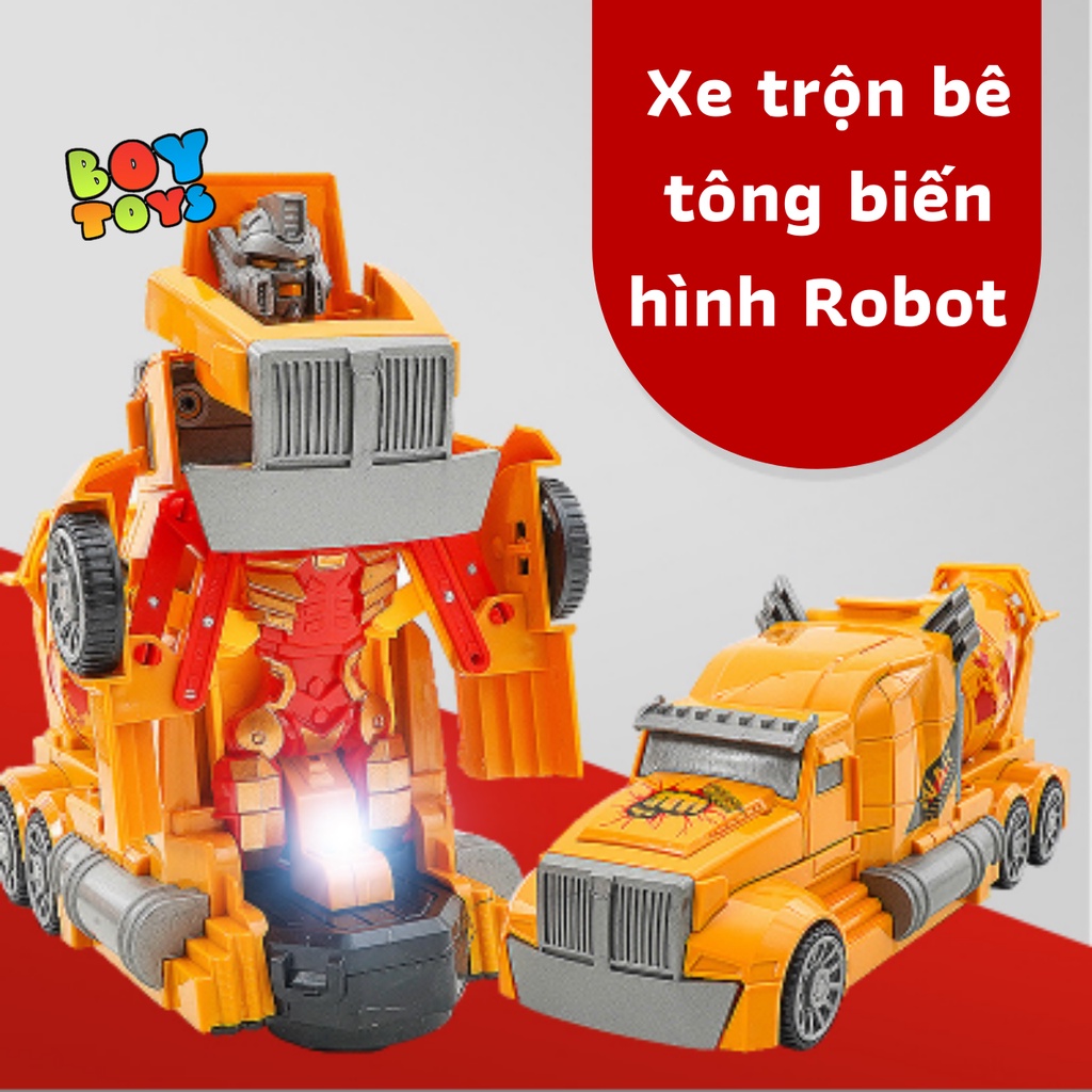 Đồ chơi mô hình xe trộn bê tông biến hình Robot 2 trong 1, tự động tránh vật cản cực thú vị cho bé