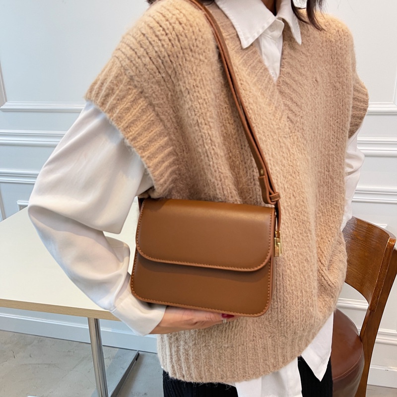 Túi xách nữ đeo vai nắp gập basic Alice Housee, túi đeo chéo chất da PU phong cách Hàn Quốc