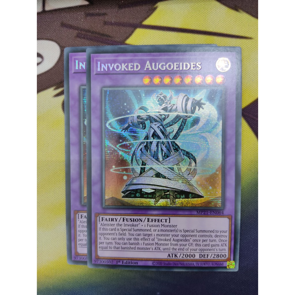 [Yugioh Funny Shop] 1 lá Thẻ bài Invoked Augoeides - MP21-EN064 - Prismatic Secret Rare 1st Edition