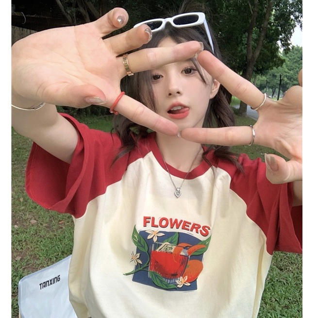 Áo thun ngắn tay Peppermint 52260 in họa tiết thời trang mùa hè Hàn Quốc cho nữ