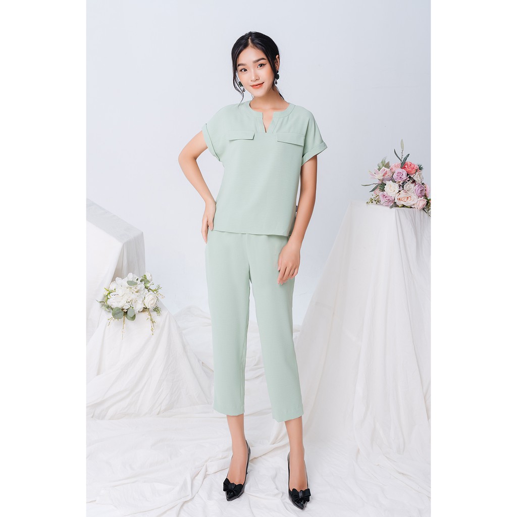 Trali bộ đũi xanh bạc hà trẻ trung 50038 | BigBuy360 - bigbuy360.vn