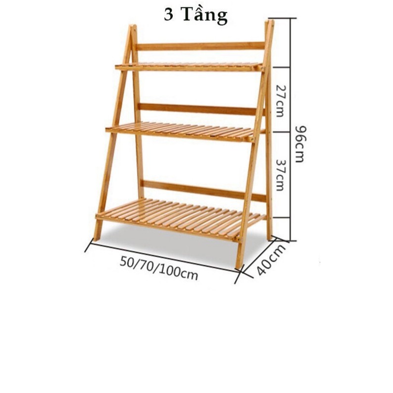 Kệ để cây cảnh 3,4 tầng chất liệu tre, đặt chậu hoa trong nhà, ban công, sân vườn, kệ đa năng gấp gọn tiện lợi