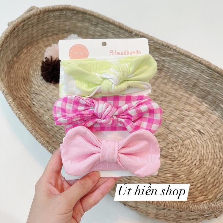 Set 3 turban cài tóc cao cấp chính hãng ChicBaby cho bé gái 0-3 tuổi