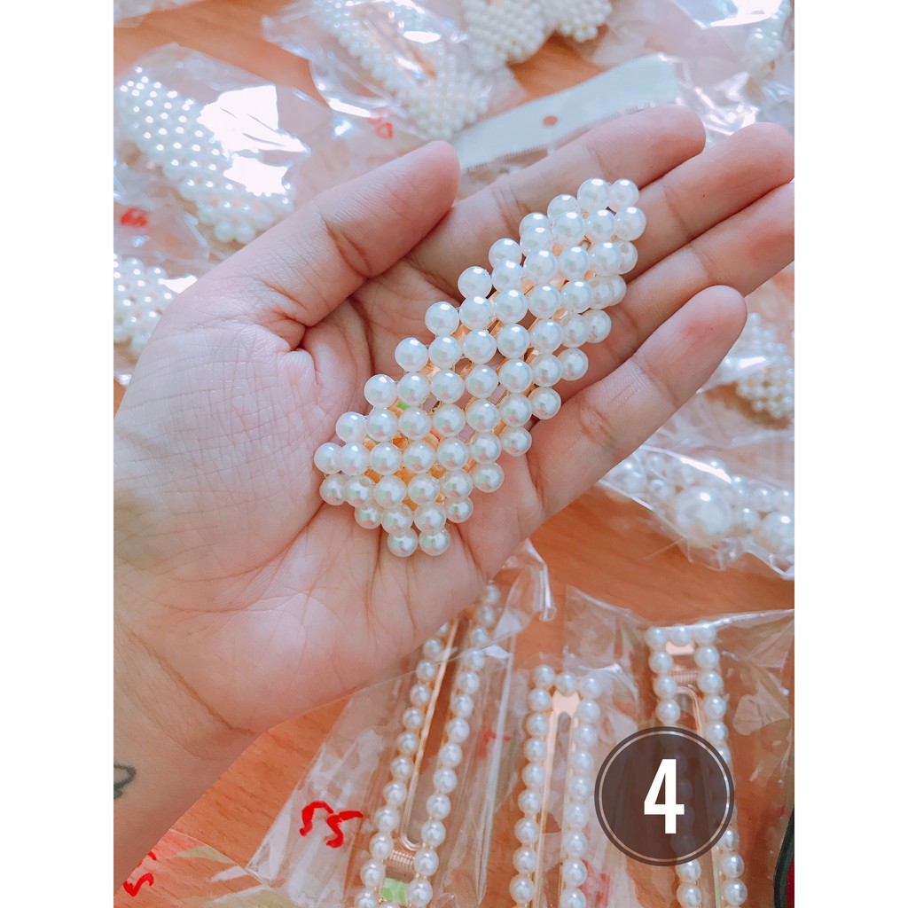 KẸP TÓC ĐÍNH ĐÁ NGỌC TRAI PHONG CÁCH HÀN QUỐC O4 - ẢNH CHỤP THẬT