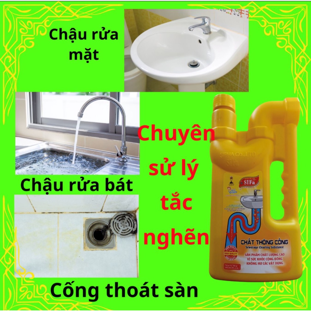 Chất thông cống siêu mạnh SiFa, nước thông cống, chống hôi và diệt khuẩn, trị nghẹt bảo vệ đường ống, chai 700gr-1600gr