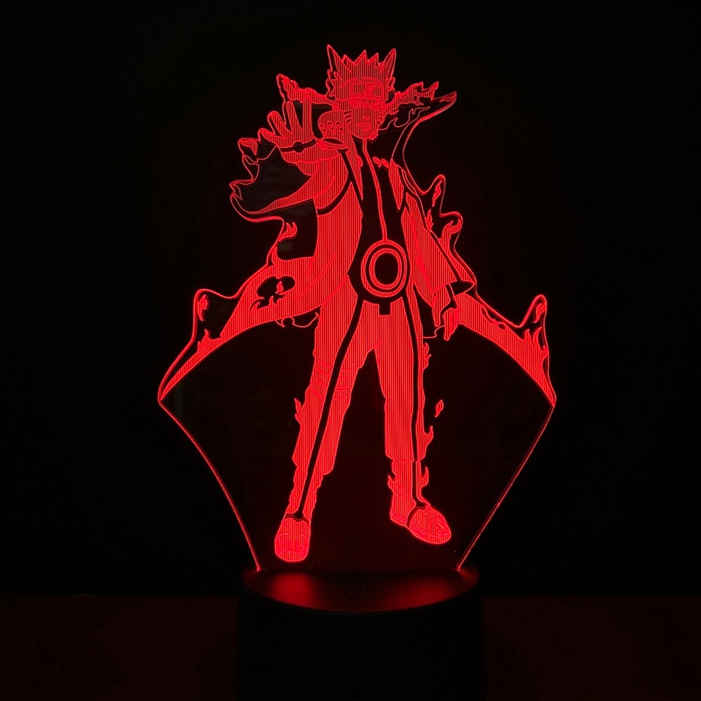 Đèn ngủ bóng LED hình Naruto Uzumaki Sasuke Uchiha Kakashi 3D 16 màu cho bé trai