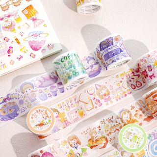Băng keo giấy washi 4m họa tiết hoạt hình đáng yêu trang trí sổ tay/văn phòng
