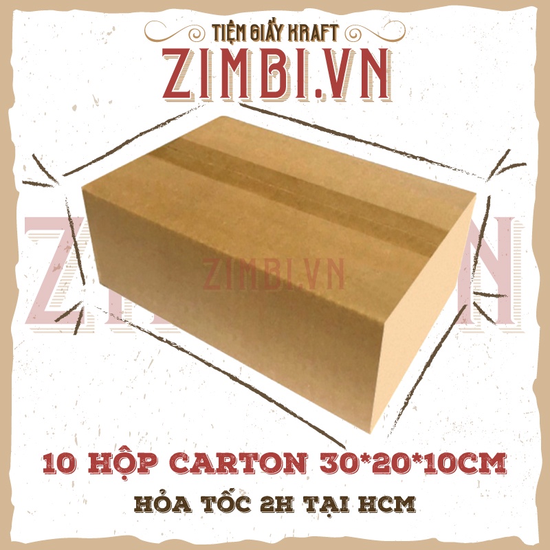 [30x20x10cm] 10 hộp carton ship cod chất lượng Zimbi | Hộp carton đóng hàng giá rẻ