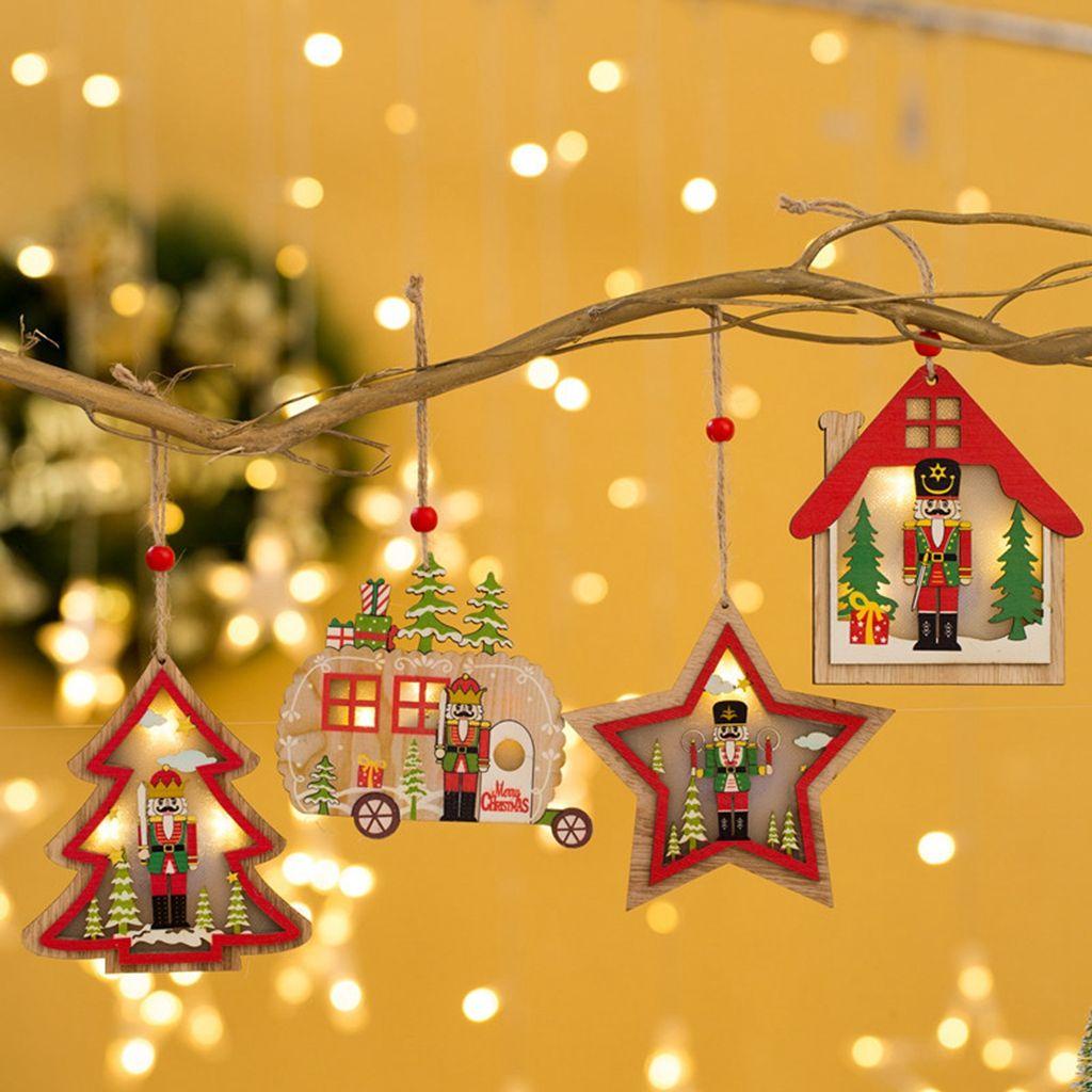 YIYU Phụ Kiện Treo Trang Trí Cây Thông Giáng Sinh Năm Mới Bằng Gỗ