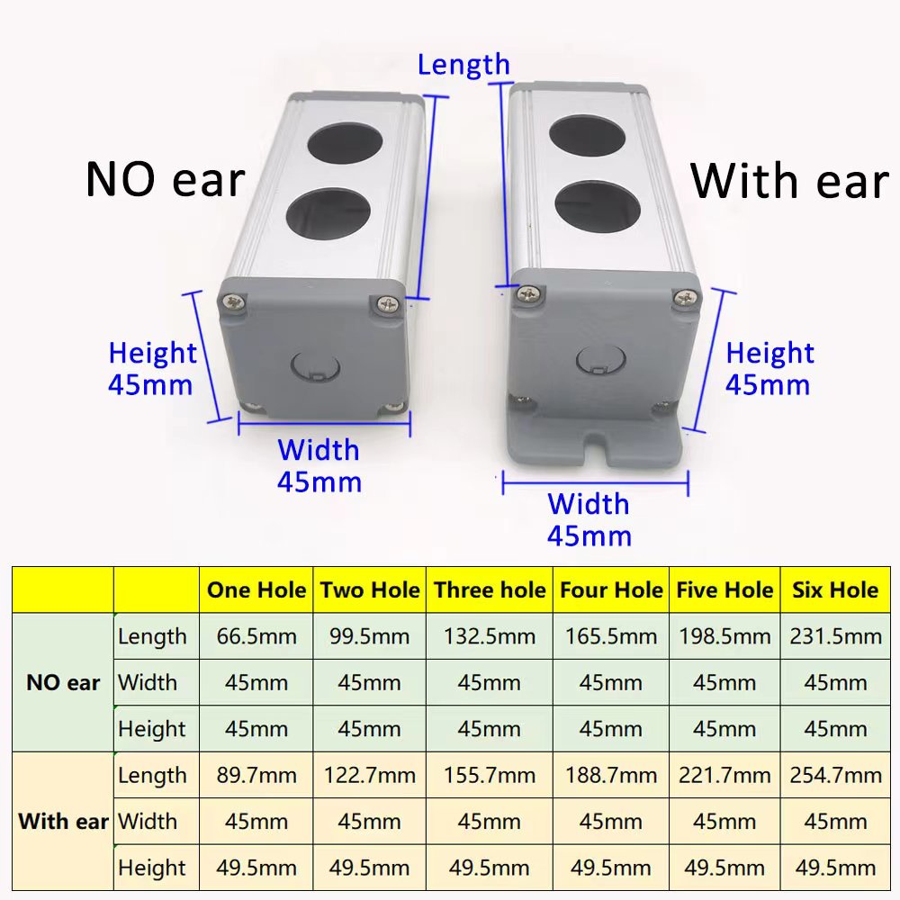 Hộp Công Tắc Nút Nhấn Ba Lỗ 16mm 19mm 22mm Bằng Nhôm Chống Nước Cho Thiết Bị Điều Khiển Công Nghiệp