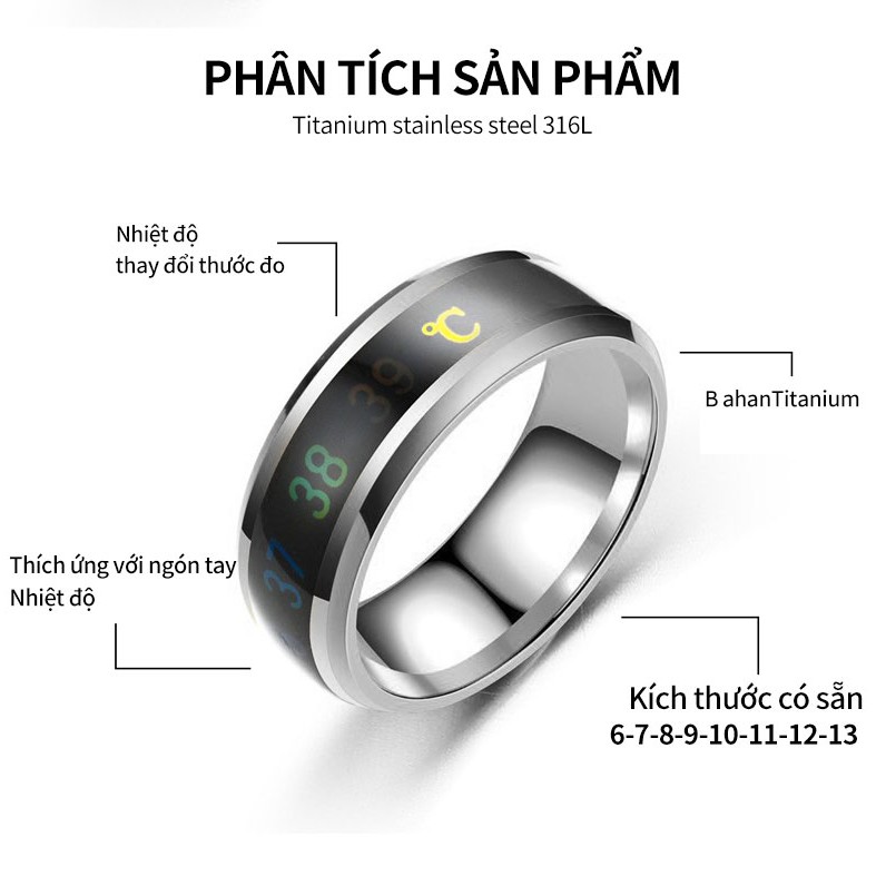 Nhẫn thép titan cảm biến đo nhiệt độ kỹ thuật số