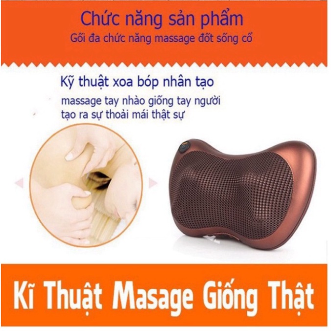 Gối Massage Cổ Vai Gáy Hồng Ngoại 8 Bi Xoay 2 Chiều Công Nghệ Nhật, Máy Massage Cổ Vai Gáy Cao Cấp - MS8B