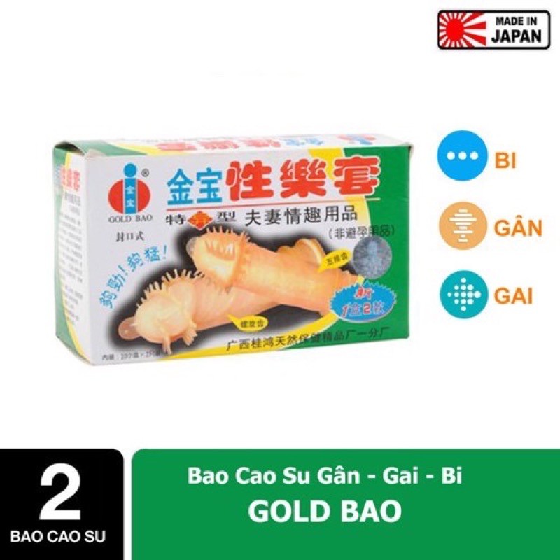 Bao Cao Su Gold Gai Lớn - Tăng Khoái Cảm - Hộp 2 Bcs