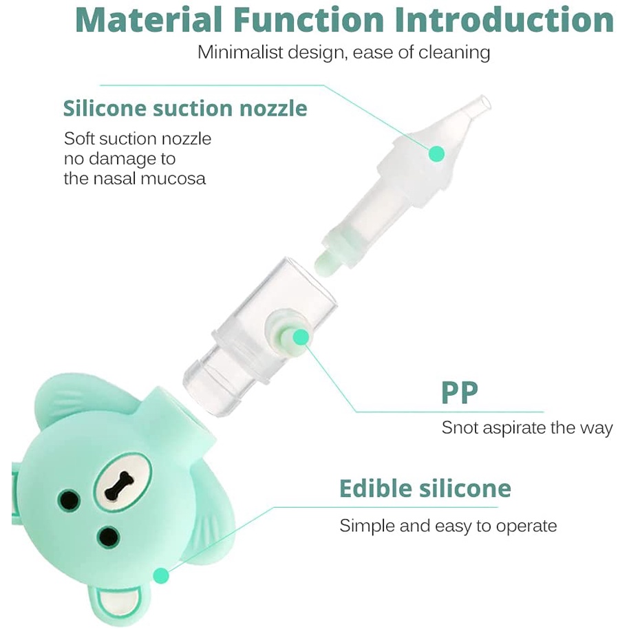 Dụng cụ hút mũi bằng silicon an toàn hình gấu hoạt hình cho bé sơ sinh