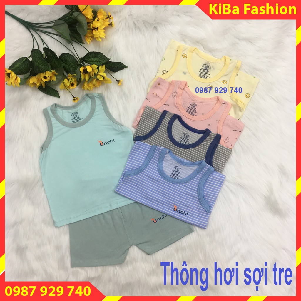  Bộ ba lỗ THÔNG HƠI vải sợi tre Cao Cấp co giãn 4 chiều cho bé trai/ gái 5-15kg - BBL- TK0410