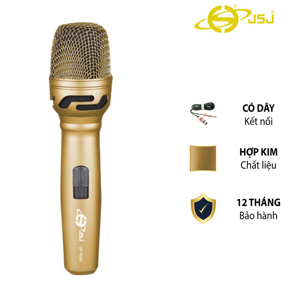 [Bán chạy nhất]  Micro karaoke có dây cao cấp JSJ SF-9500 hoàn hảo từ mọi góc độ, thân kim loại được mạ vàng - Hàng chất