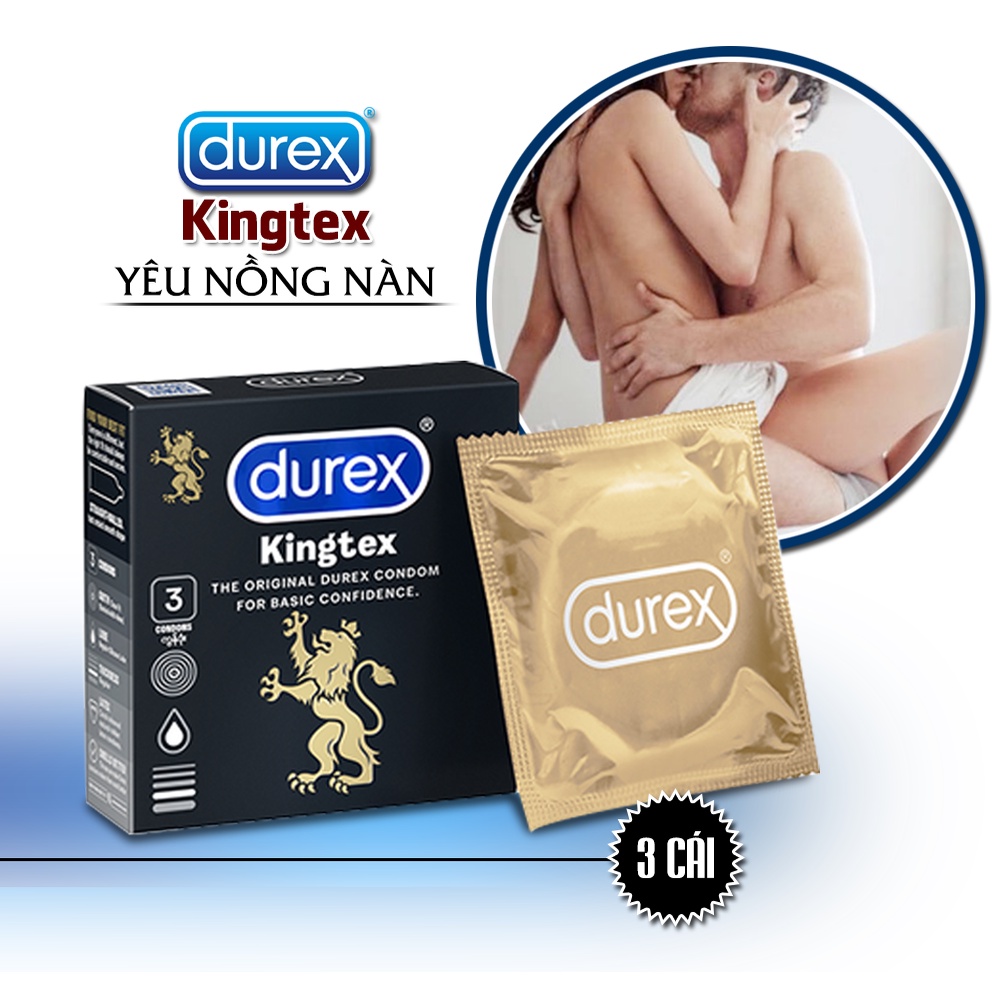 - Bao cao su Durex Kingtex Size 49mm - HỘP 3 CÁI, BCS Ôm Sát - Chống Xuất Tinh Sớm, Cho Cuộc Yêu Thăng Hoa