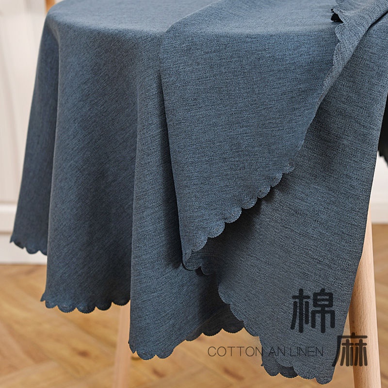 Khăn Trải Bàn Tròn Vải Lanh Cotton Màu Trơn Đơn Giản Phong Cách Trung Hoa