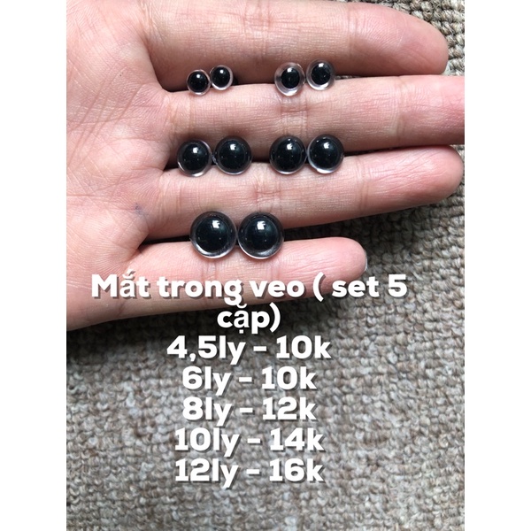 mắt trong veo và mắt màu ( 1 set gồm 5 cặp)