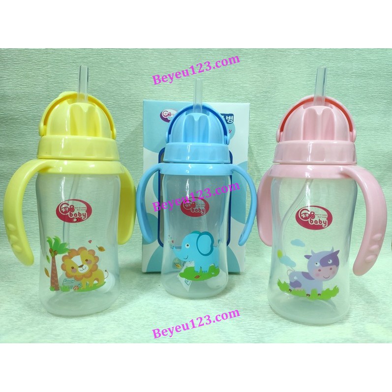 Bình nước ống hút GB Baby 260ml cho bé - Bình tập hút nước hình chim cánh cụt